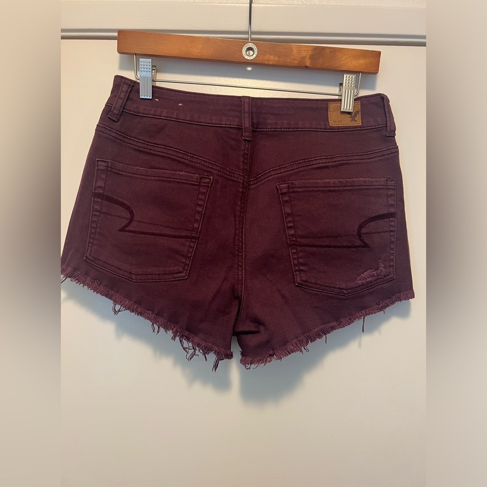 American Eagle Outfitters Burgundy Jean Shorts - Picture 2 of 2